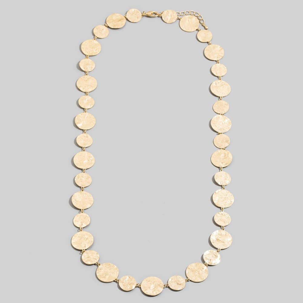 Hammered Gold Disc Chain Necklace