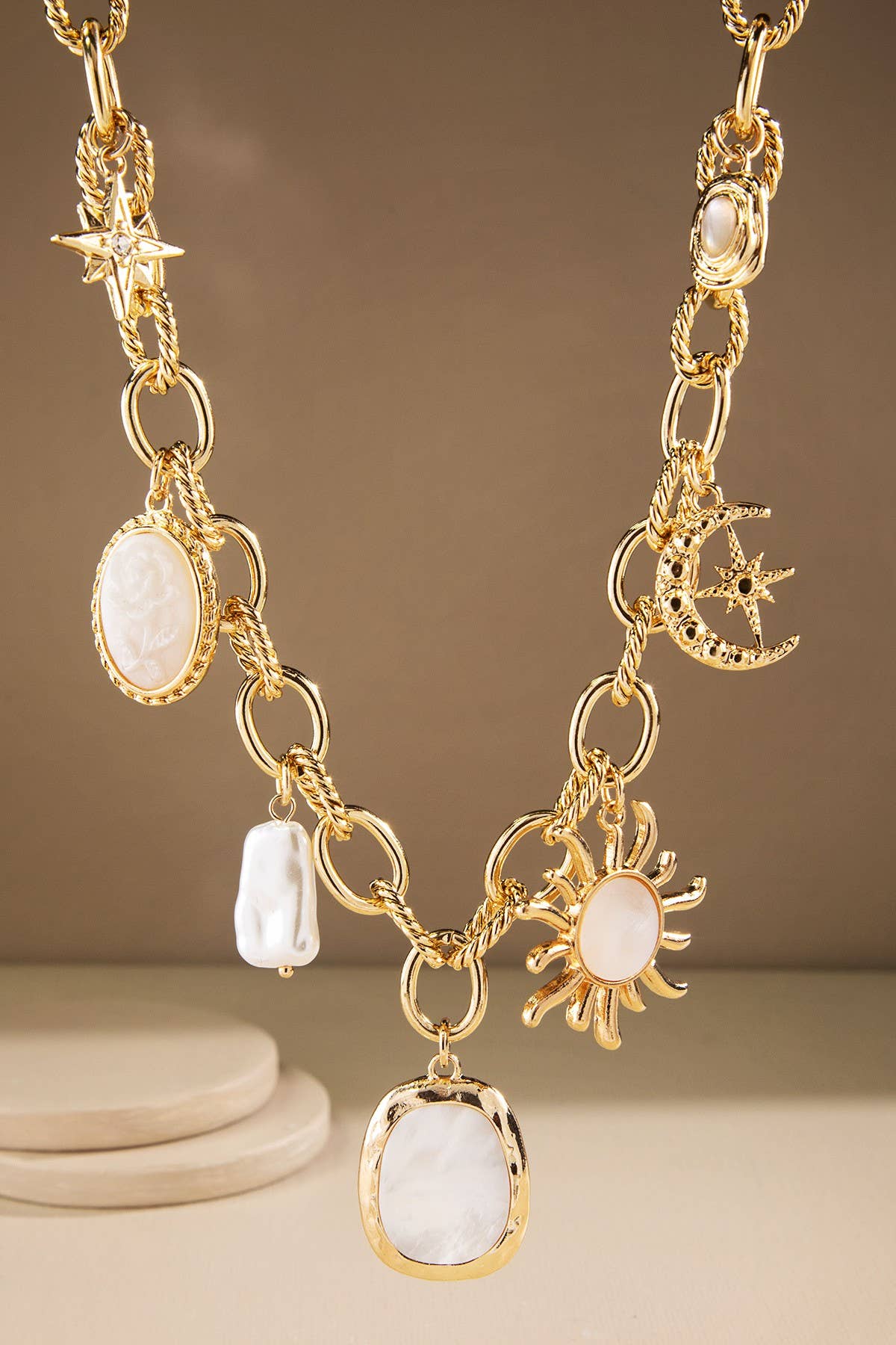 Sun & Moon Charm Pendant Necklace