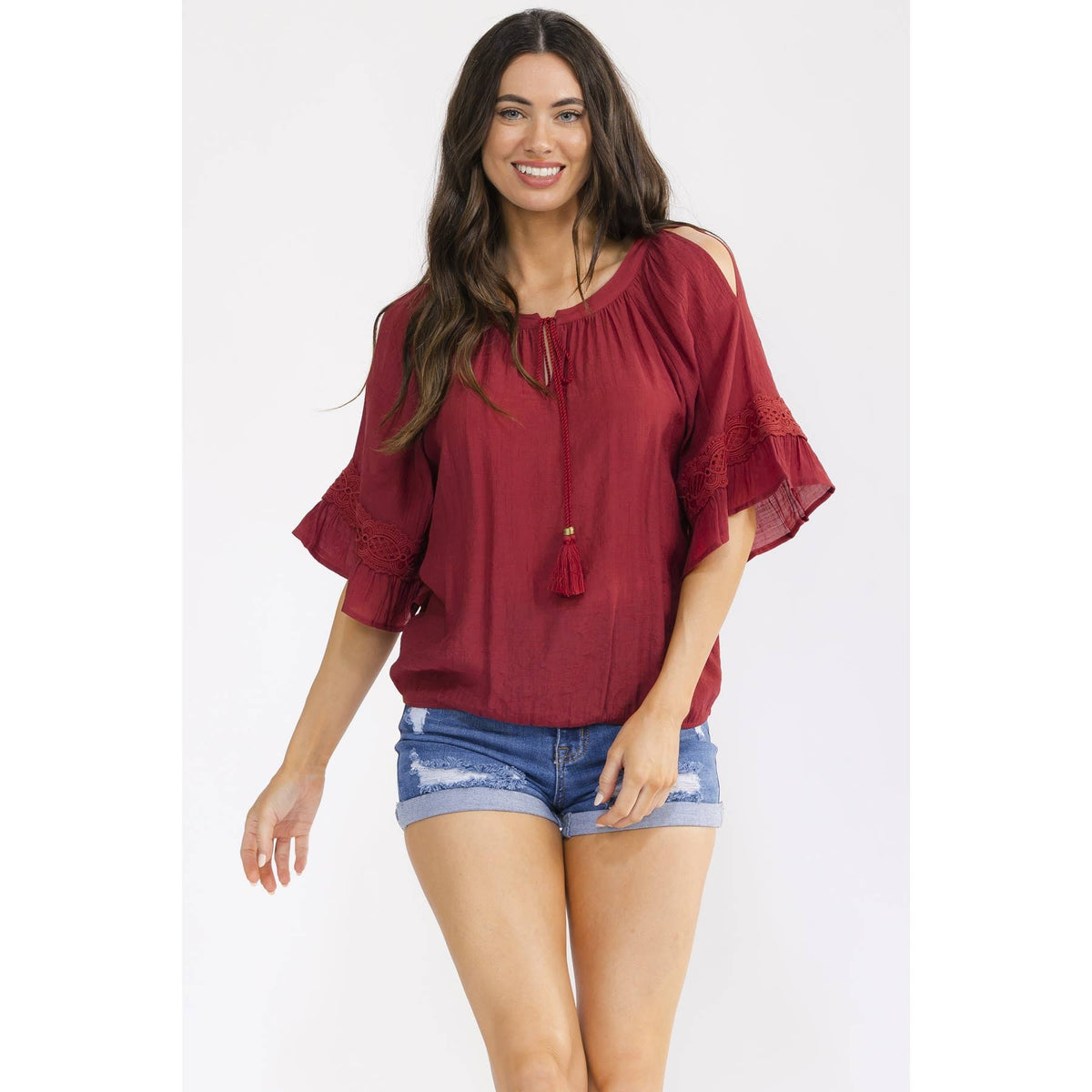TASSEL BELL SLEEVE SHIRT