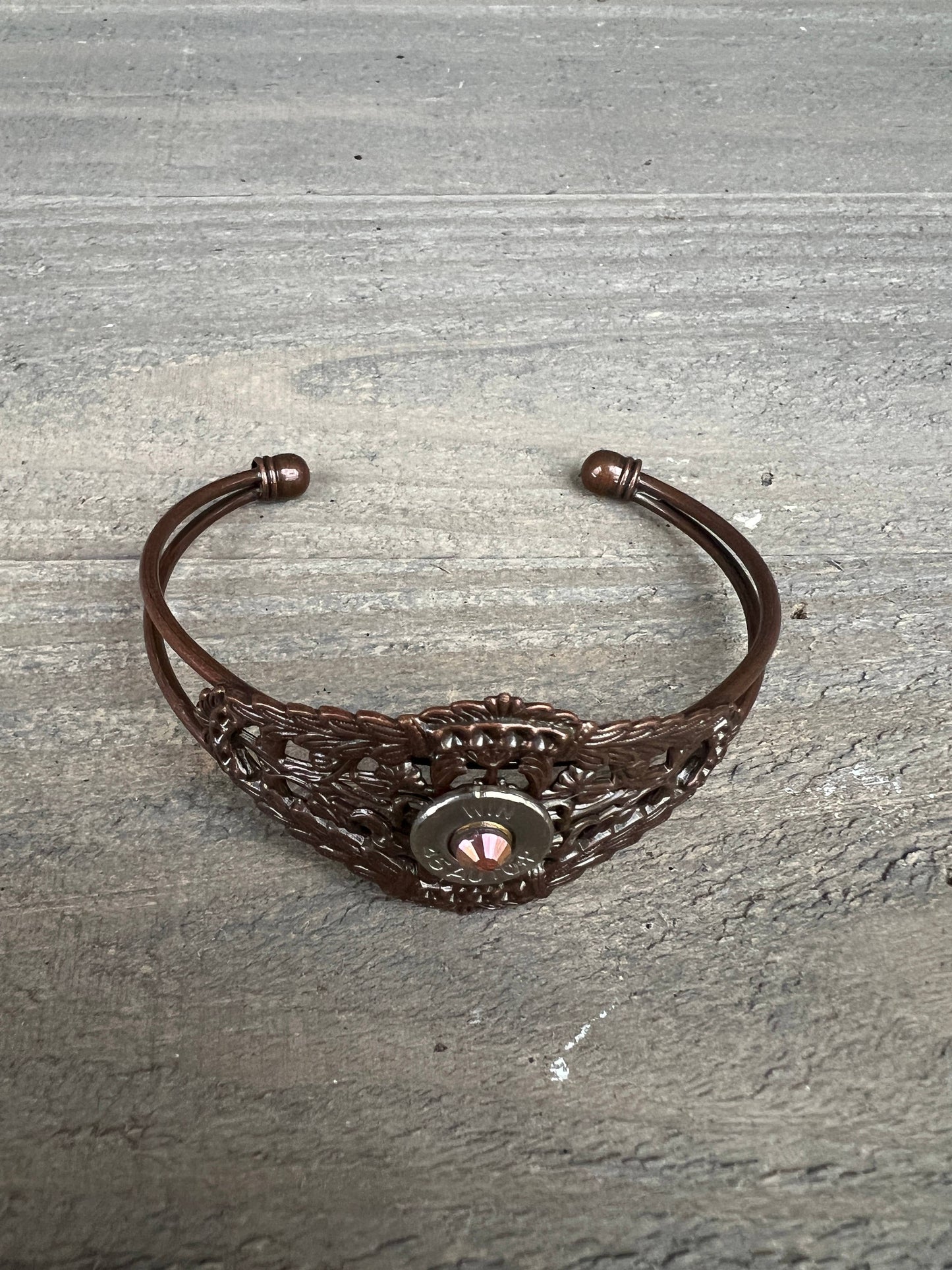 Copper Scroll  Filigree Bullet Cuff Bracelet