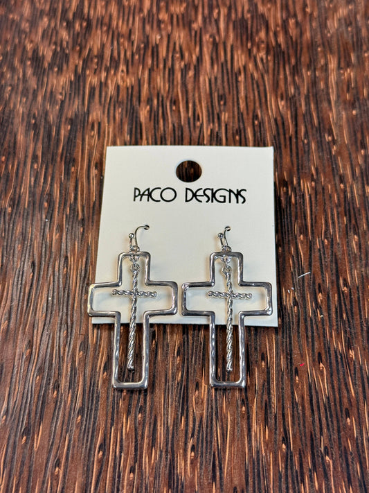 Double Cross Charm Dangle Earrings