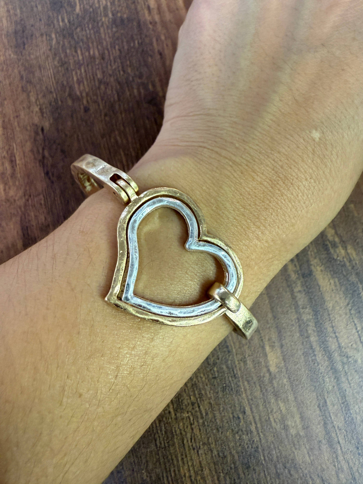 Mixed Heart Cuff Bracelet