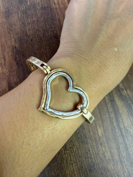 Mixed Heart Cuff Bracelet