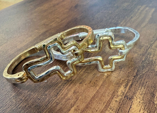 Mixed Cross Cuff Bracelet