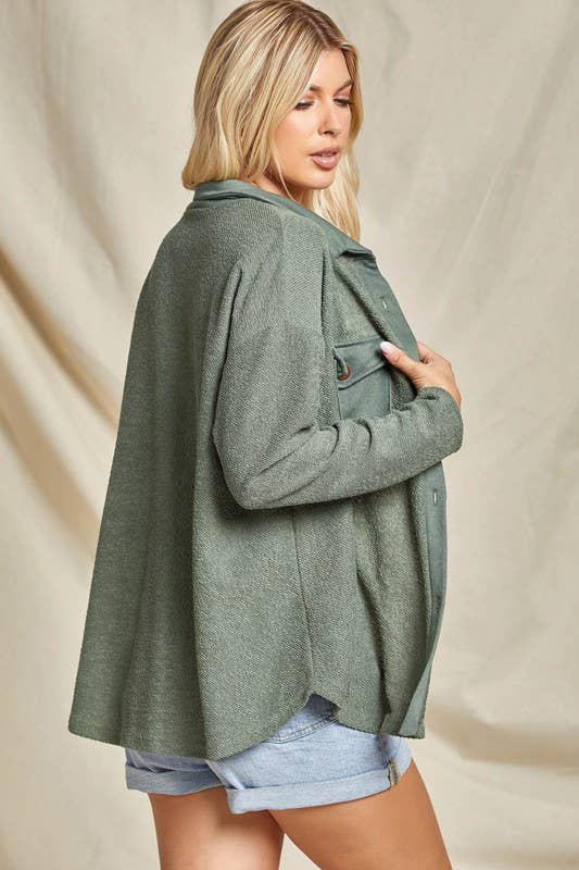 Solid Cotton French Terry Shacket