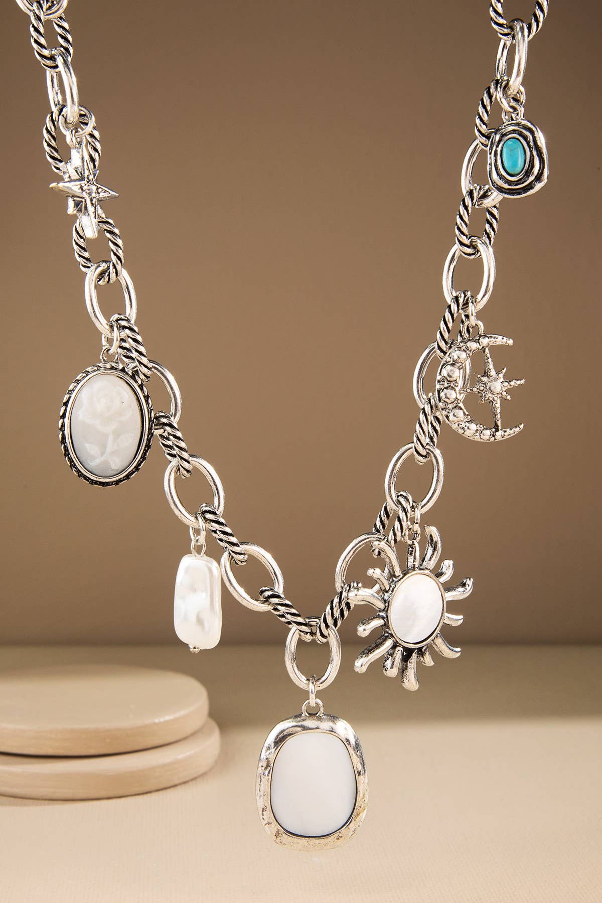 Sun & Moon Charm Pendant Necklace
