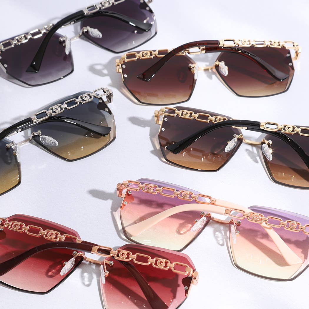 Hexagon Lenses Linked Design Legs Sunglasses