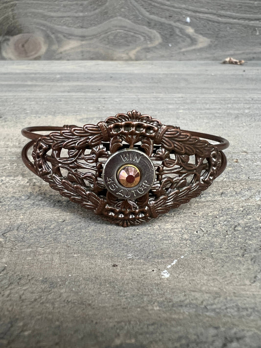 Copper Scroll  Filigree Bullet Cuff Bracelet