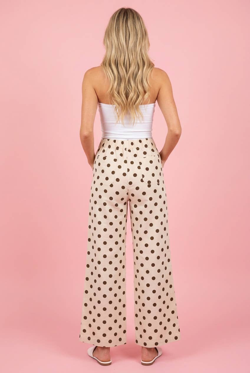 High-Rise Polka Dot Wide-Leg Pants
