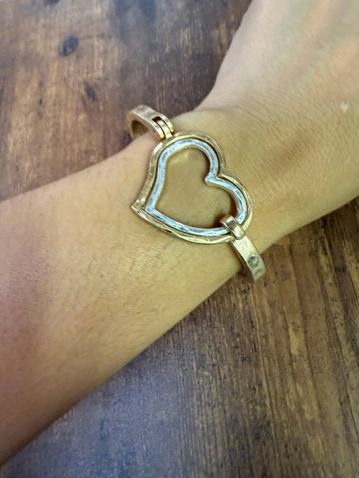 Mixed Heart Cuff Bracelet