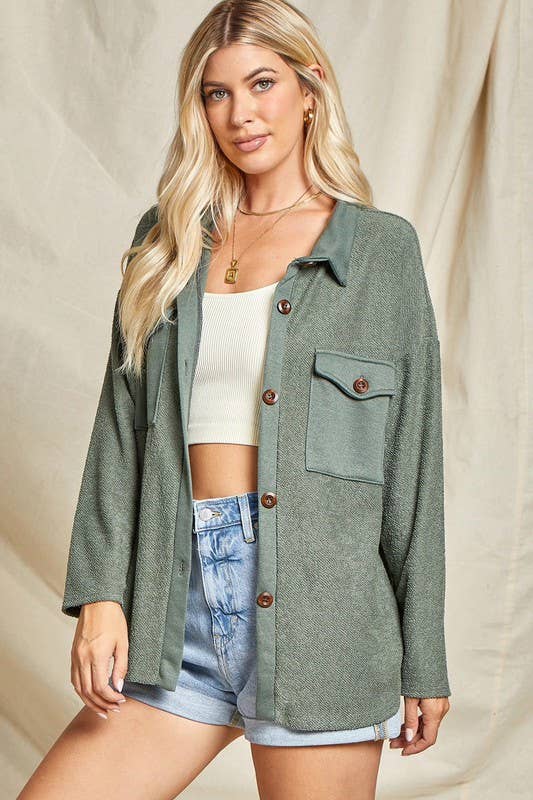 Solid Cotton French Terry Shacket