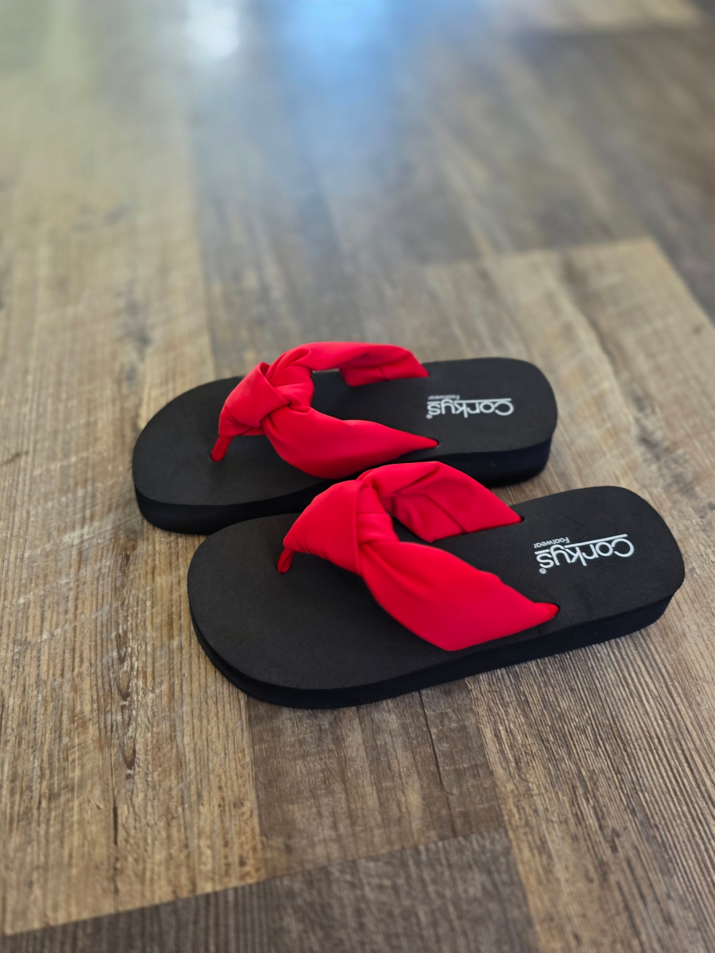 Red You Go Girl Corkys Flip Flops