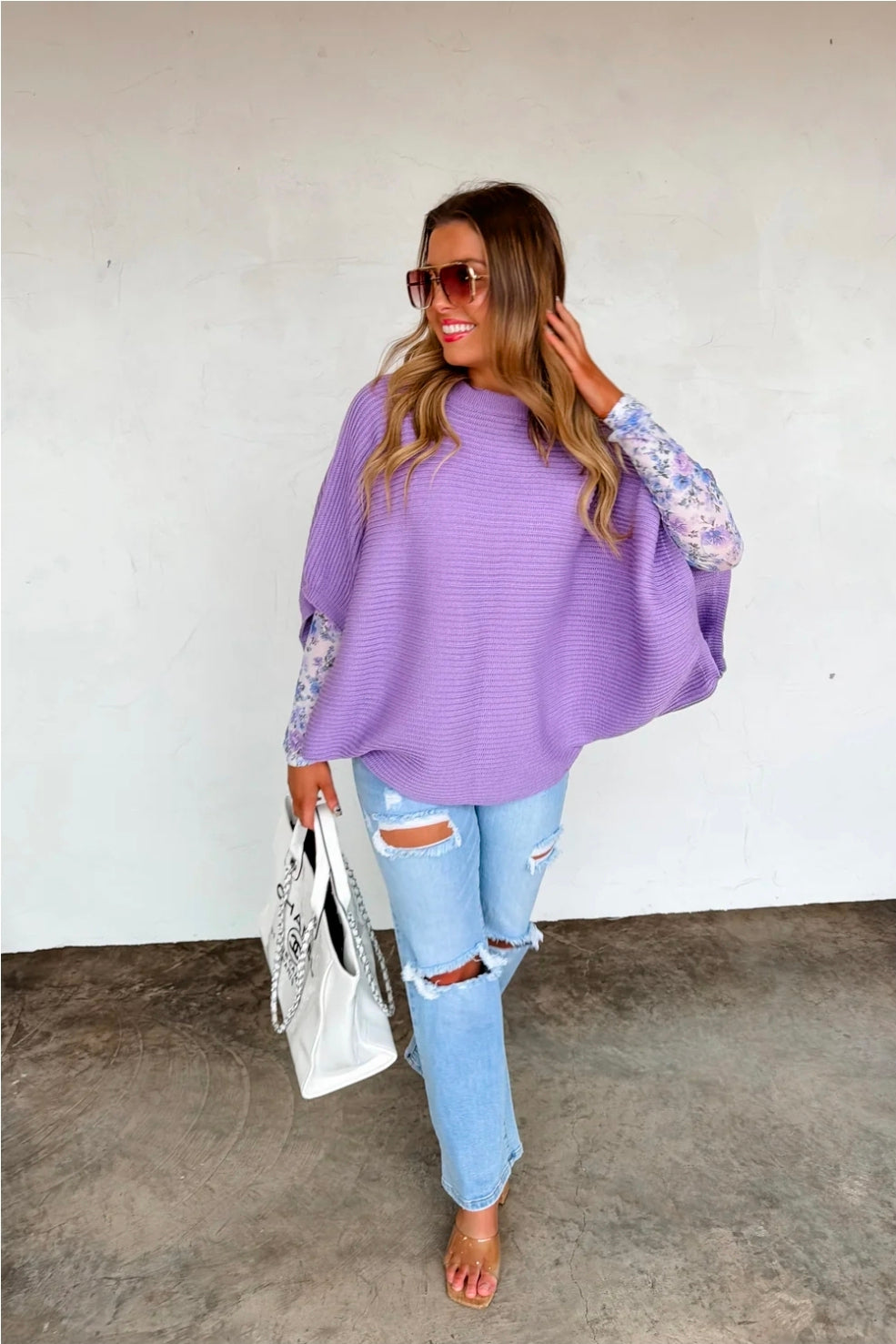 Purple Meg Pullover Poncho Top