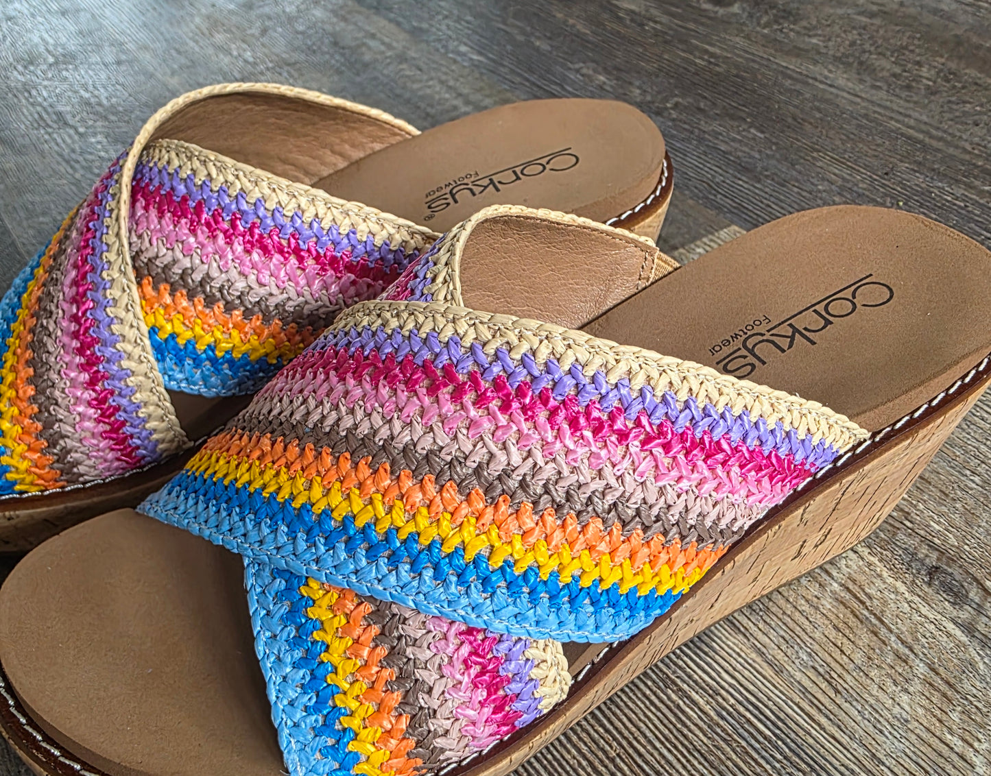 Multi Peace Out Corkys Wedge Sandals