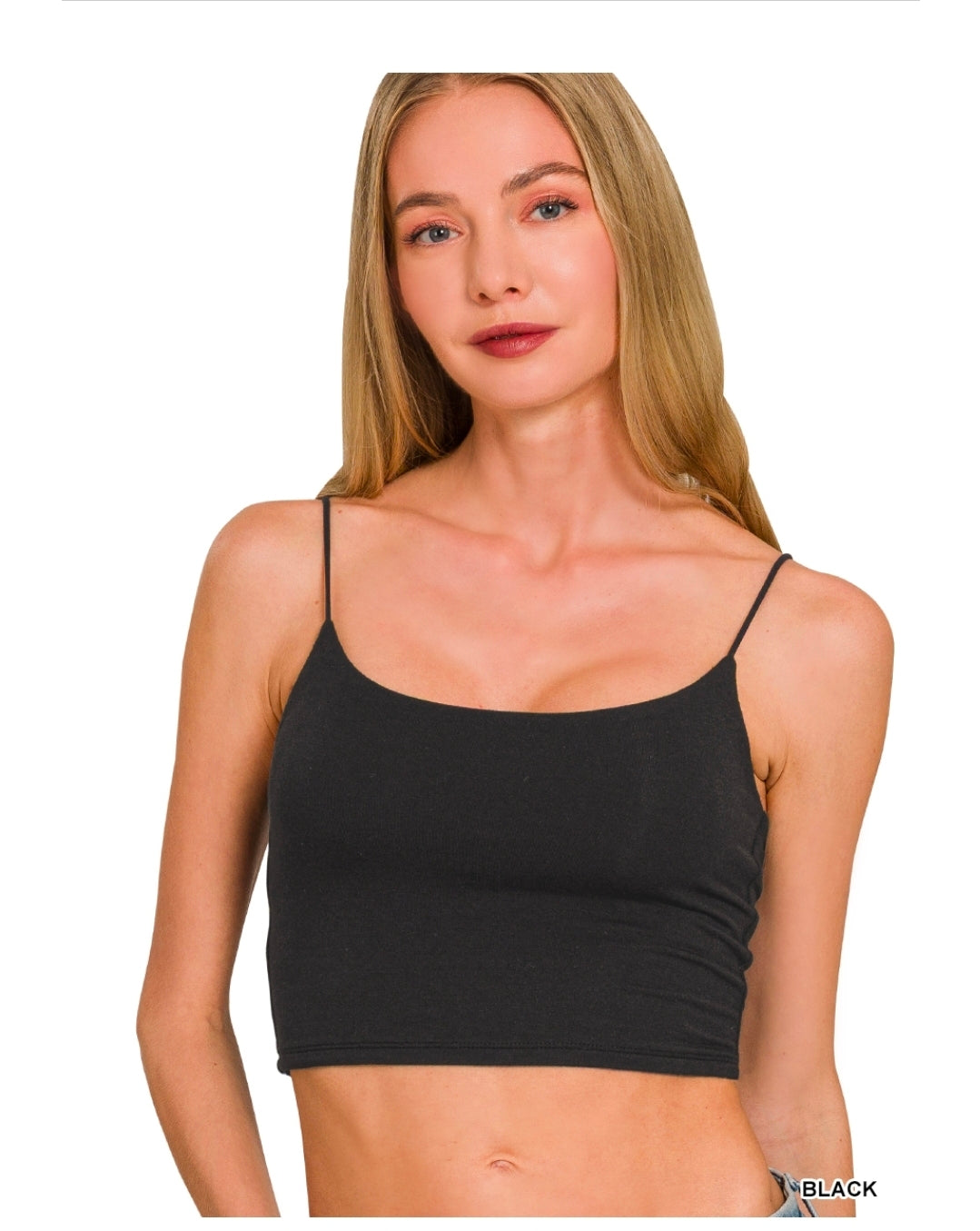 Zenana Ribbed Seamless Cropped Cami Bra Top