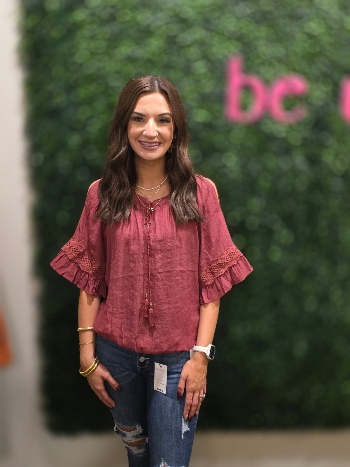 TASSEL BELL SLEEVE SHIRT