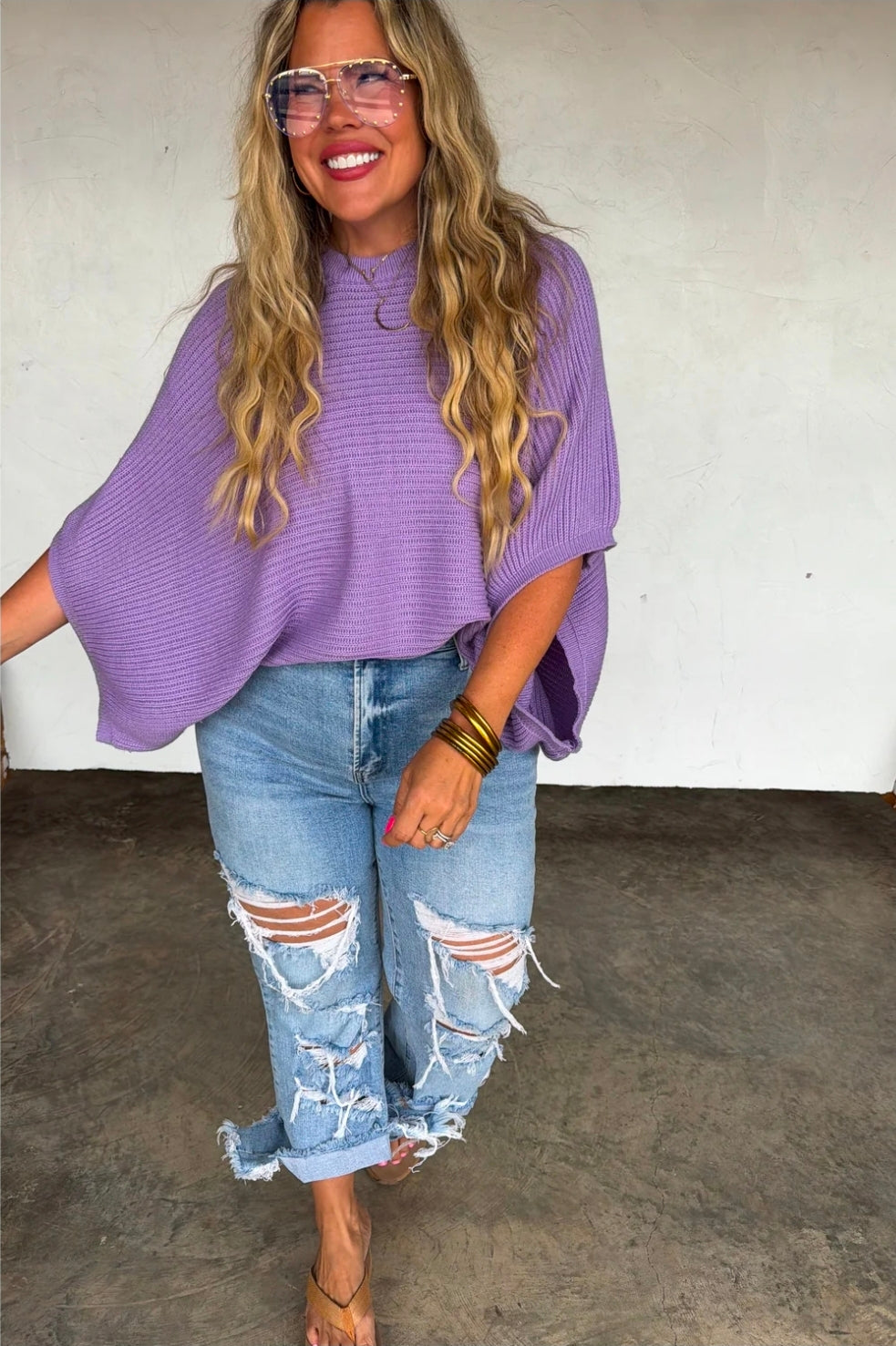 Purple Meg Pullover Poncho Top