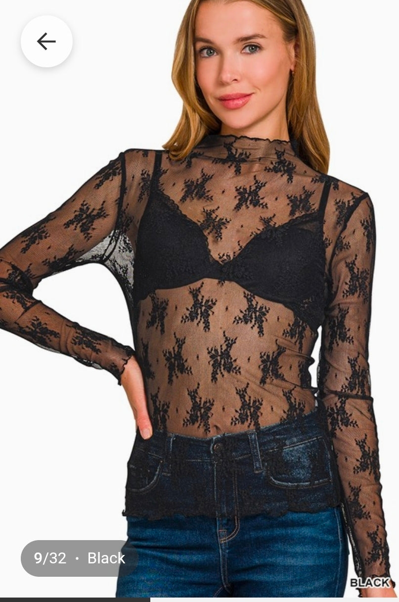 Lace Layering Mesh Top