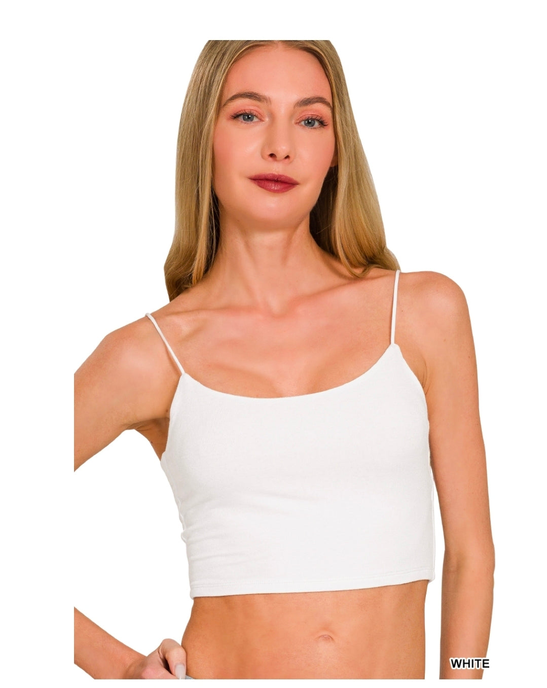 Zenana Ribbed Seamless Cropped Cami Bra Top