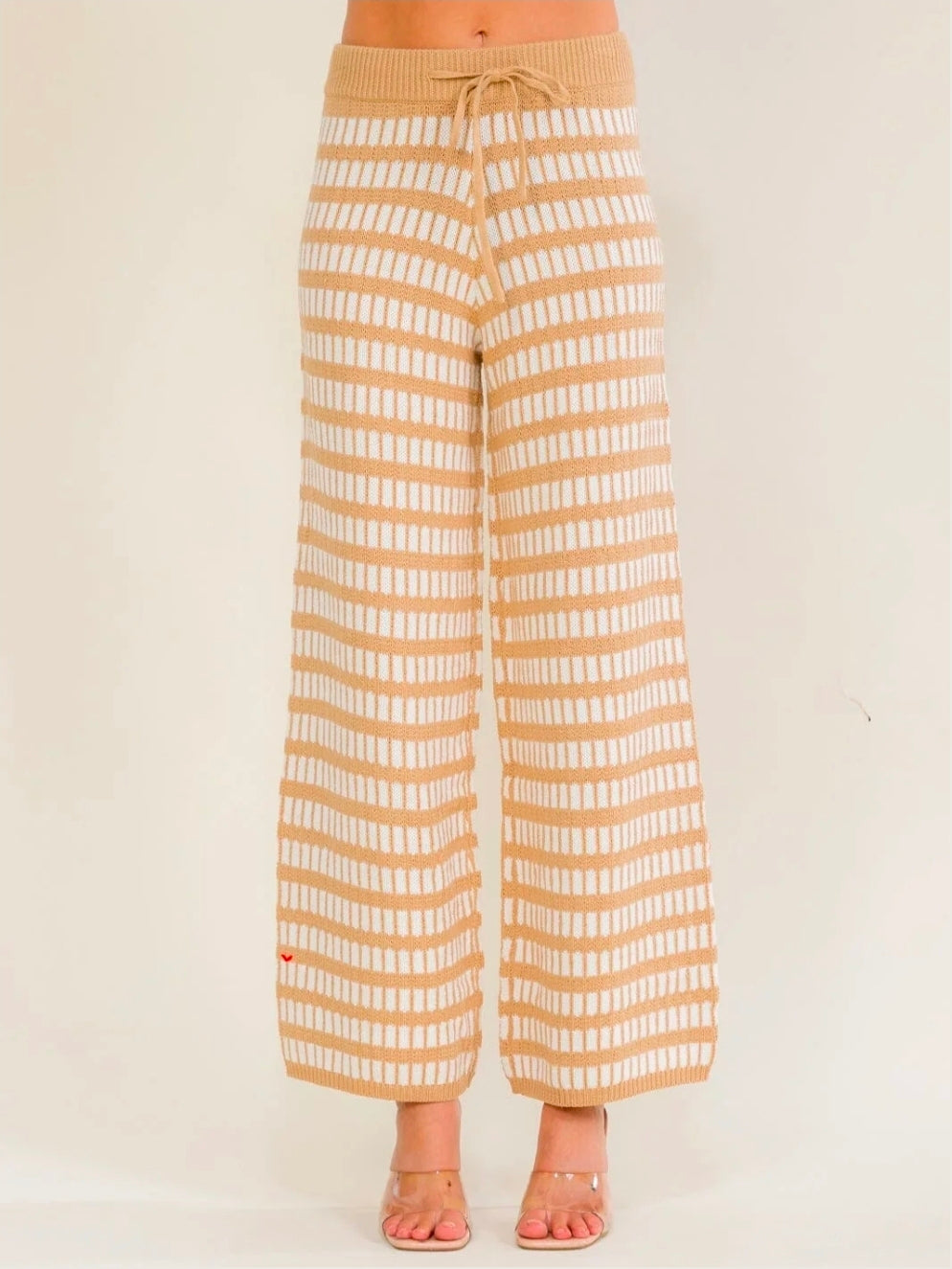 Taupe Wide Leg Knit Pants