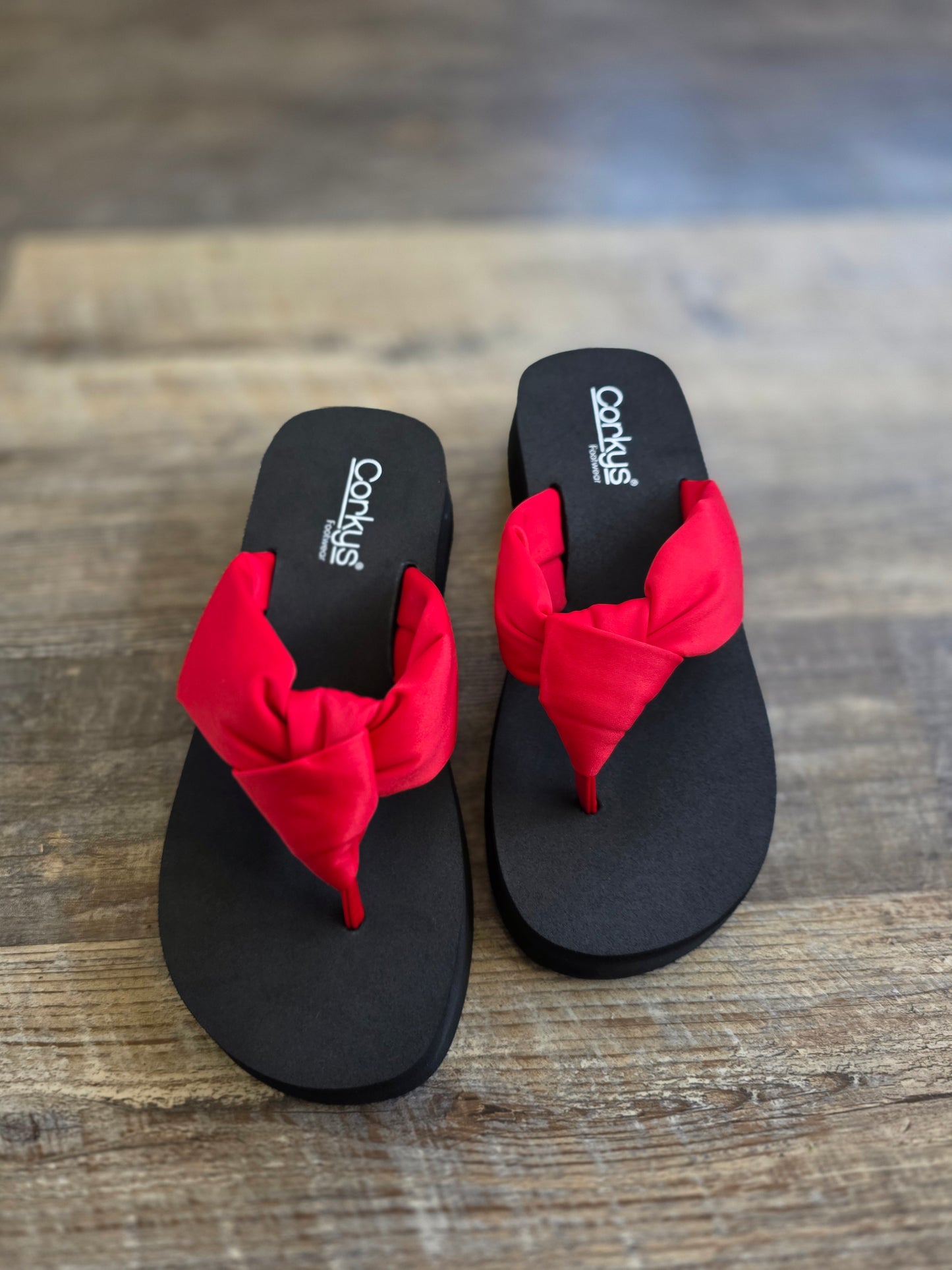Red You Go Girl Corkys Flip Flops
