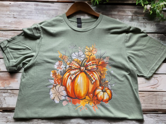 Plaid Bow Pumpkin T-Shirt