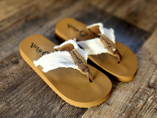 White Gypsy Jazz Flip Flops