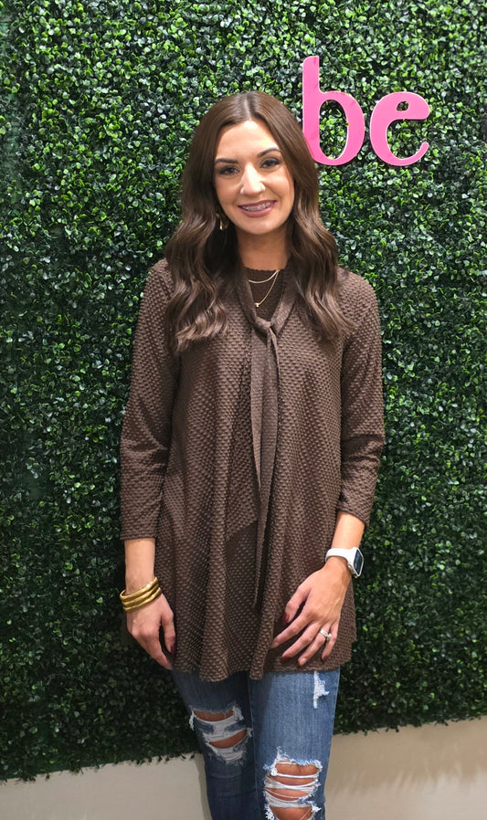 Brown 3/4 Sleeve Tunic Top