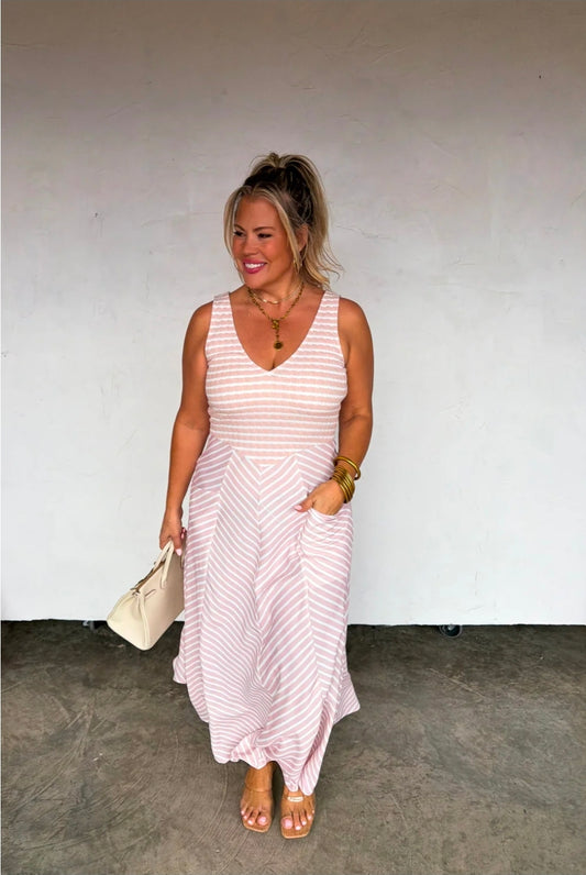 Pink Luciana Stripe Dress (Copy)