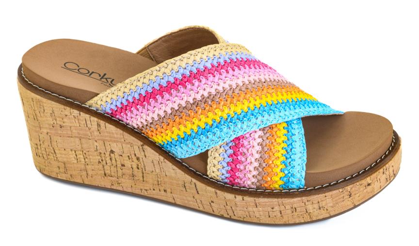 Multi Peace Out Corkys Wedge Sandals