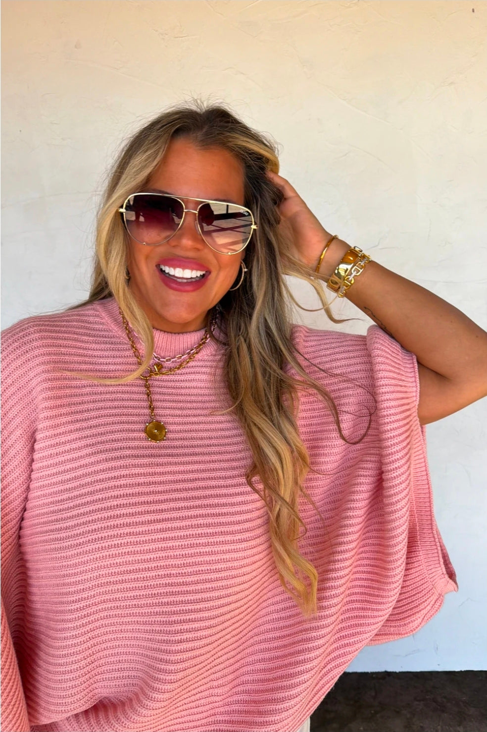 Peach Meg Pullover Poncho Top