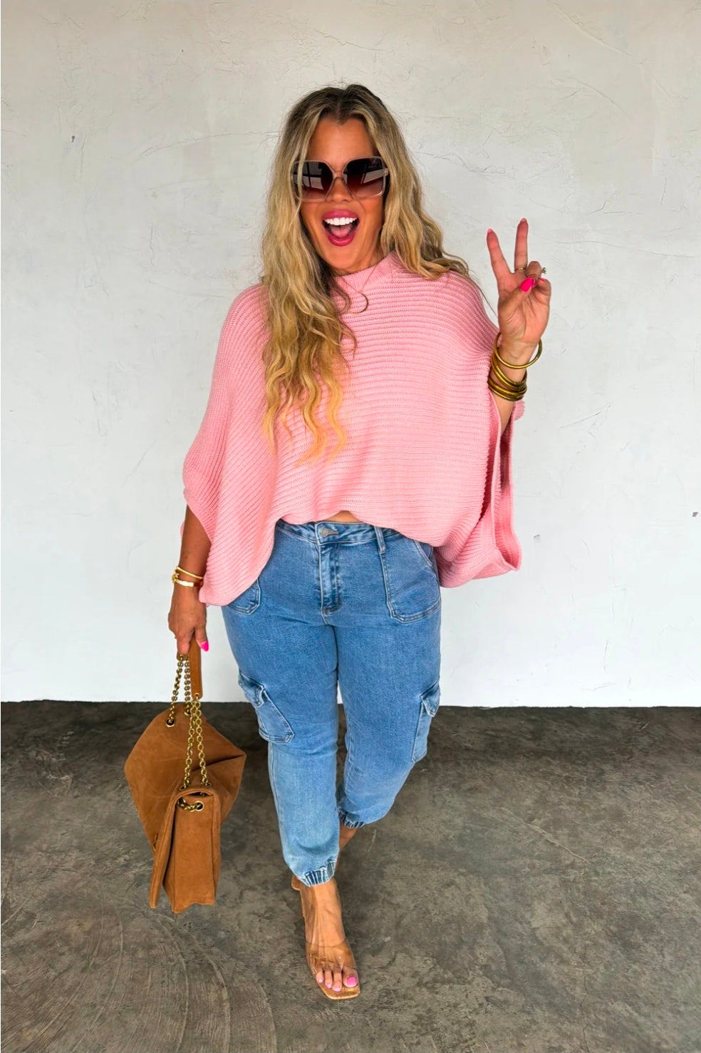 Peach Meg Pullover Poncho Top