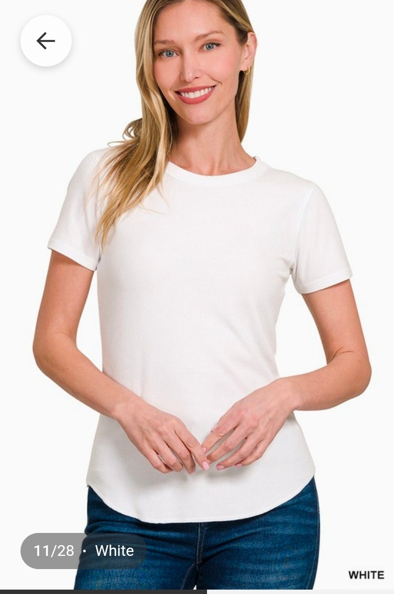 Ribbed Round-neck Top