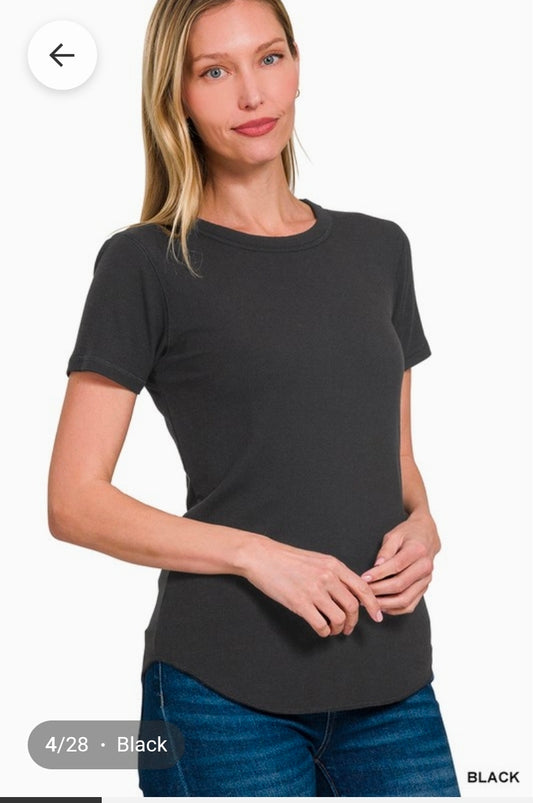 Ribbed Round-neck Top
