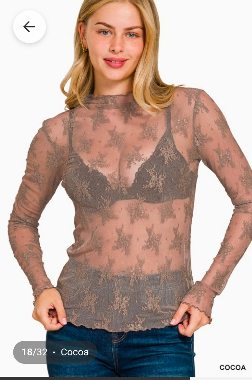 Lace Layering Mesh Top