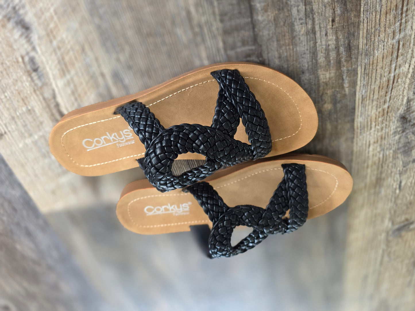 Black All Tangled Up Corkys Sandals