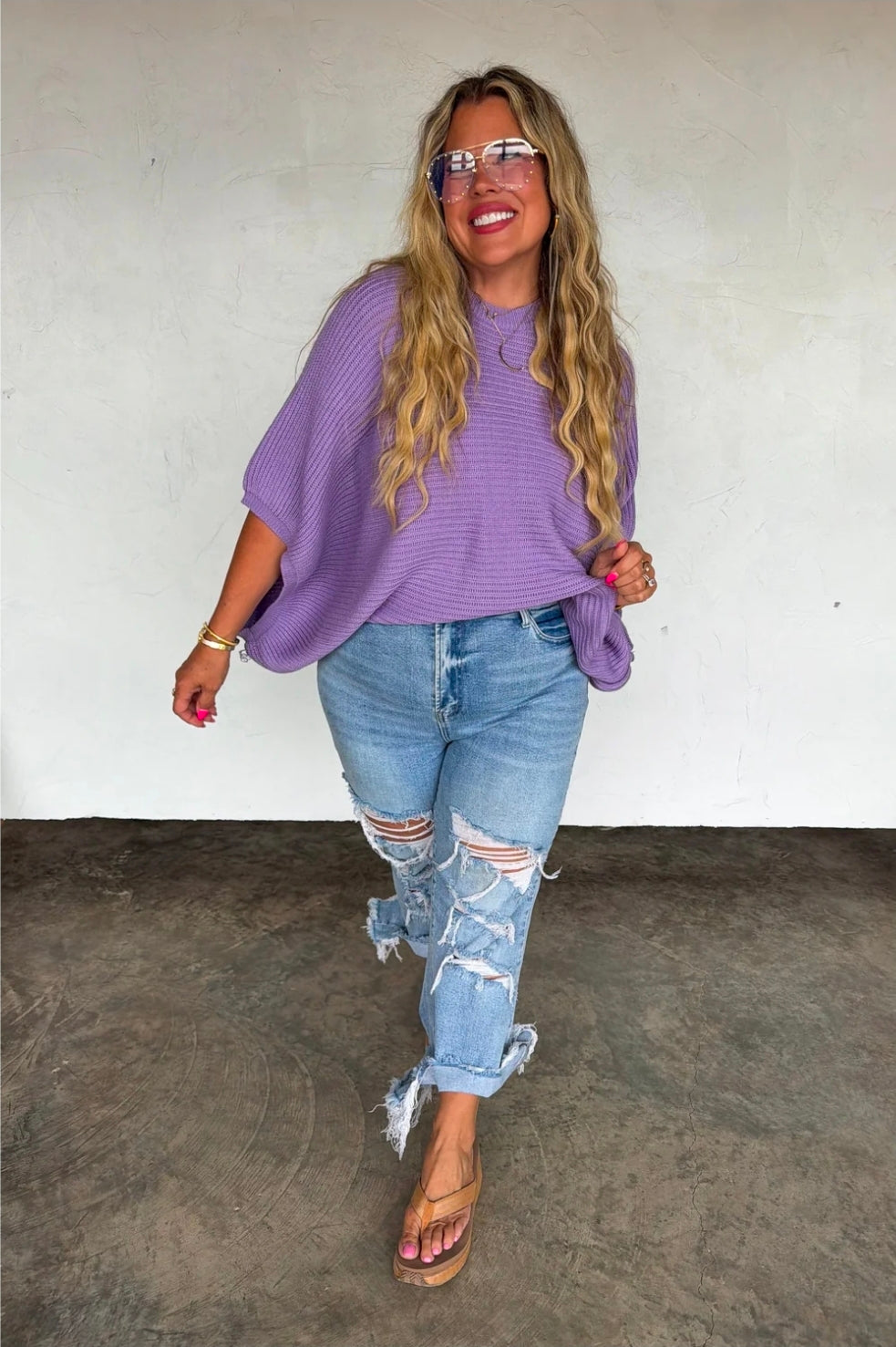 Purple Meg Pullover Poncho Top