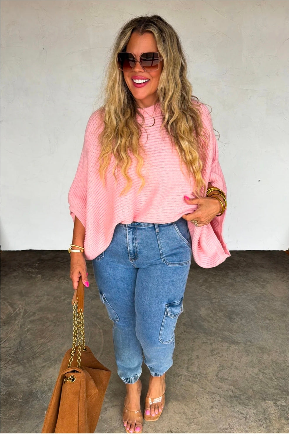 Peach Meg Pullover Poncho Top
