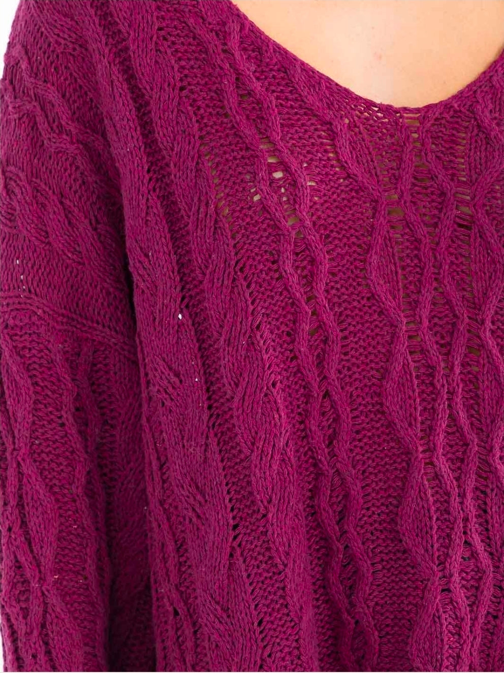 Magenta Bell Sleeve Knit Sweater