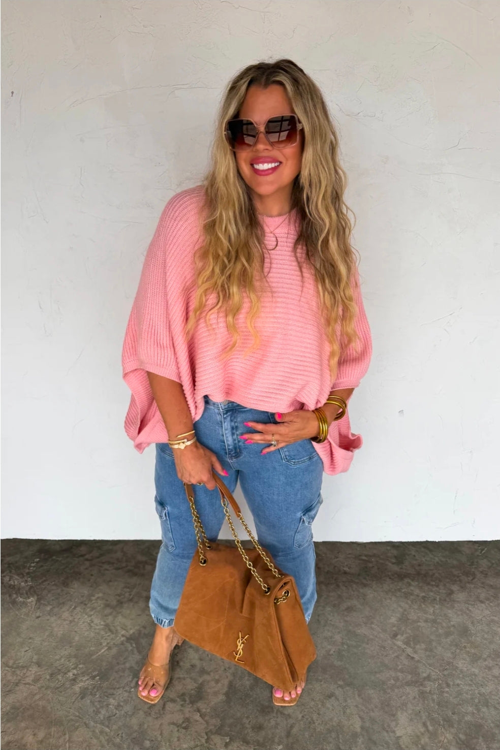 Peach Meg Pullover Poncho Top