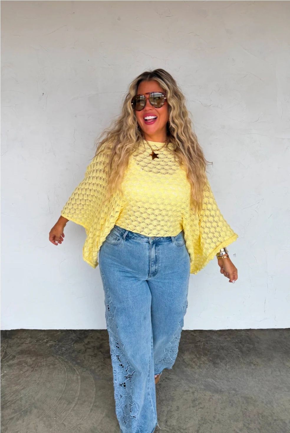 Yellow Bell Sleeve Knit Top