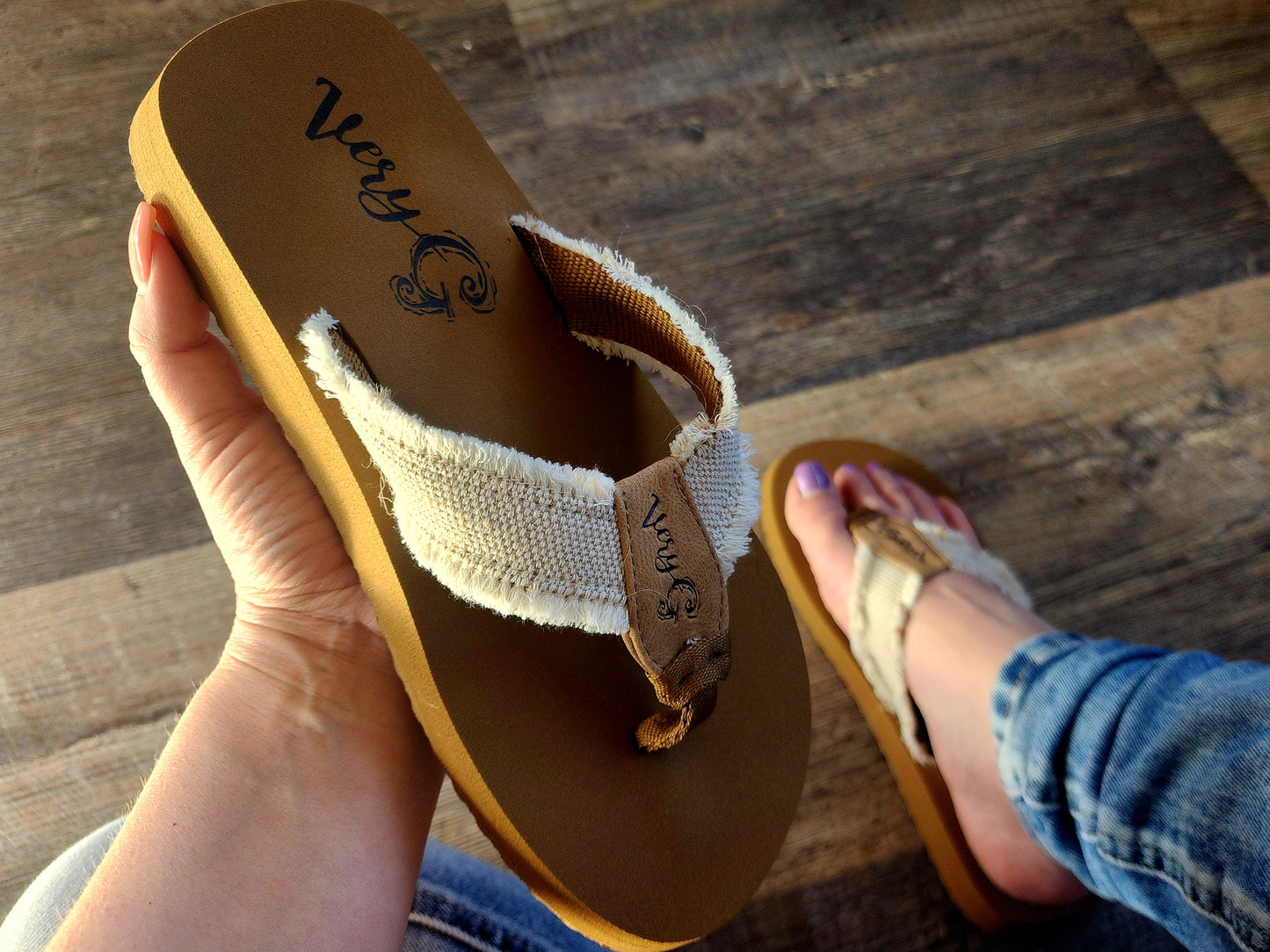 Tan Gypsy Jazz Flip Flops