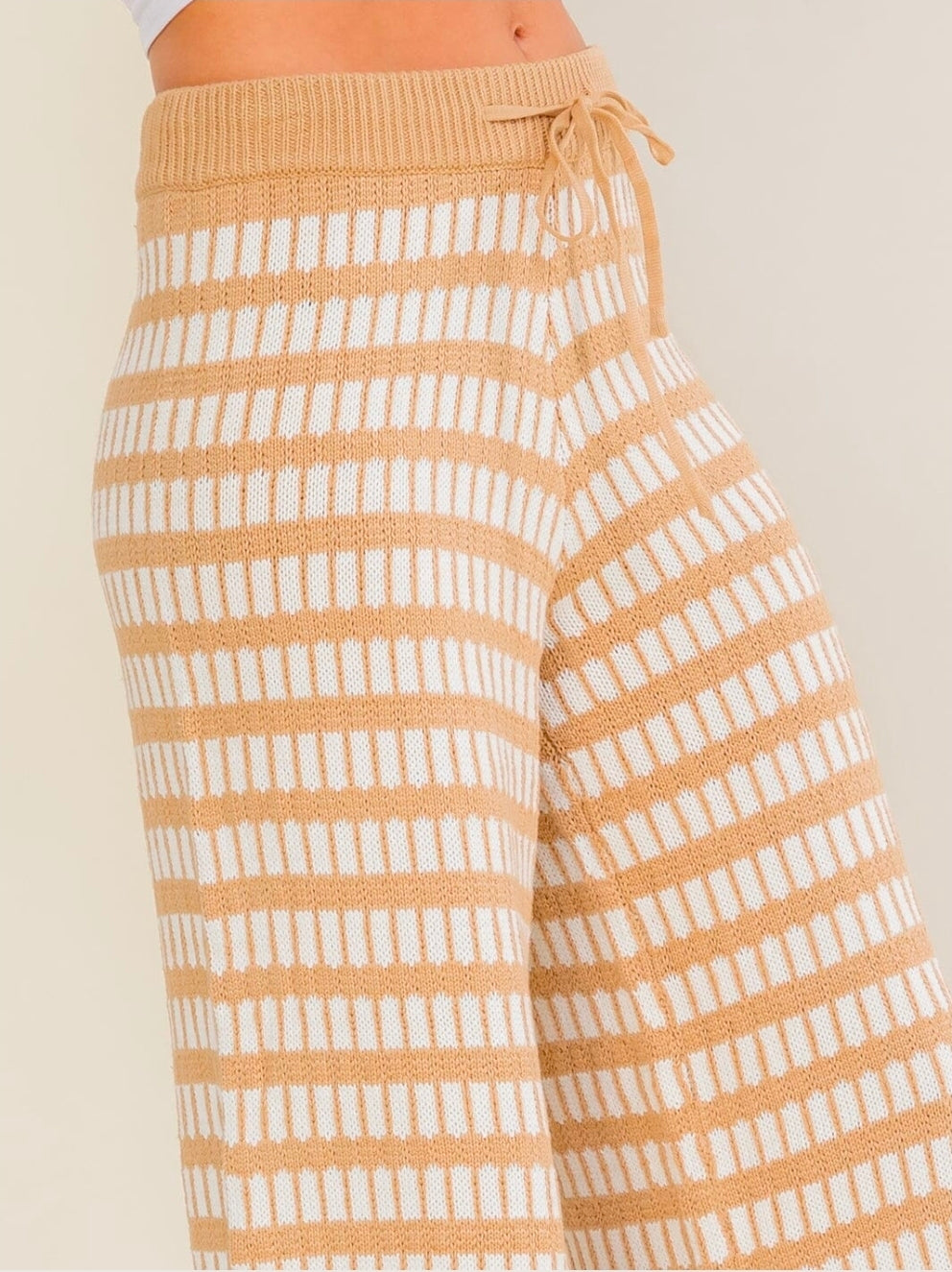 Taupe Wide Leg Knit Pants