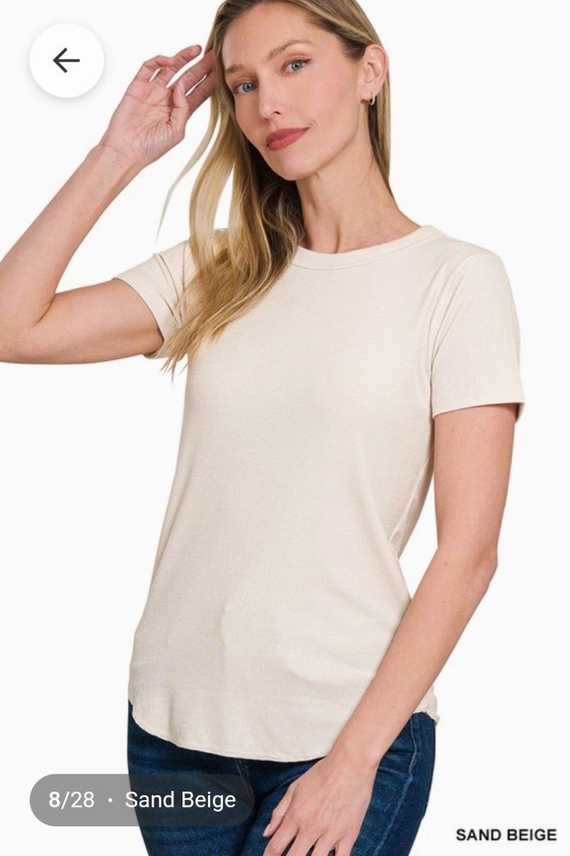 Ribbed Round-neck Top