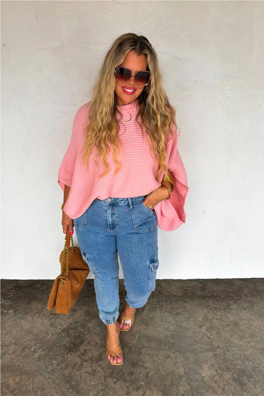 Peach Meg Pullover Poncho Top