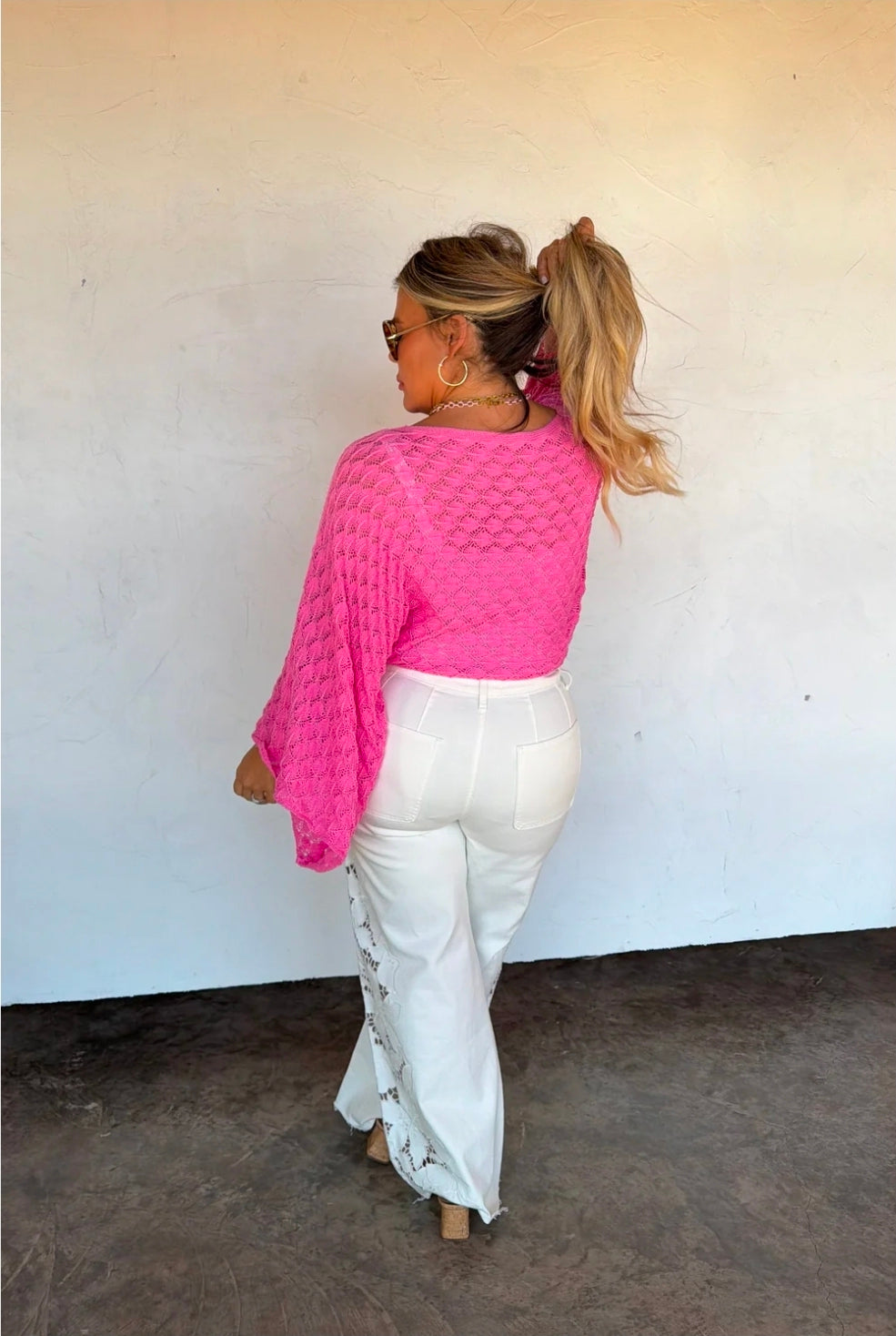 Pink Bell Sleeve Knit Top