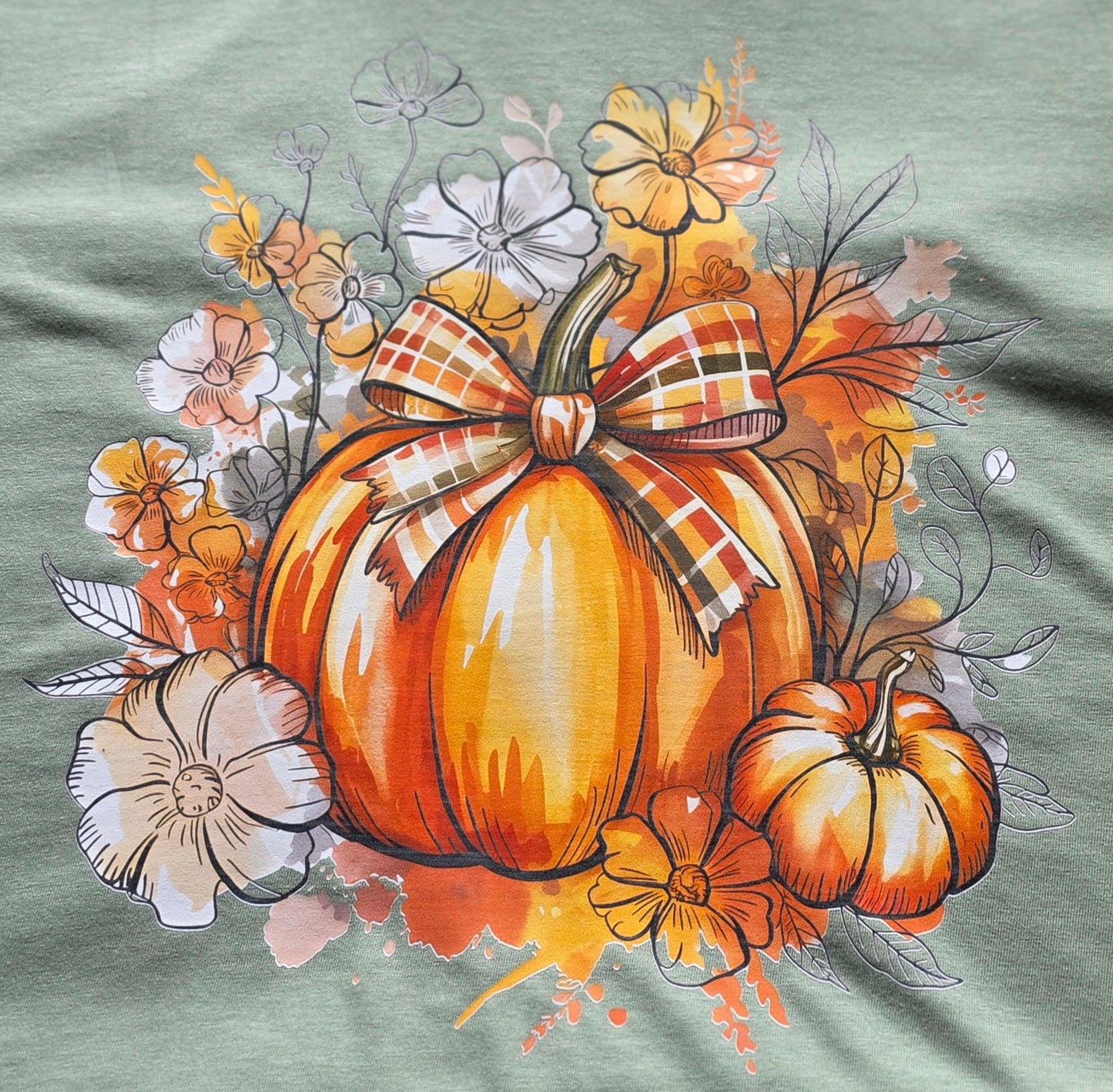 Plaid Bow Pumpkin T-Shirt