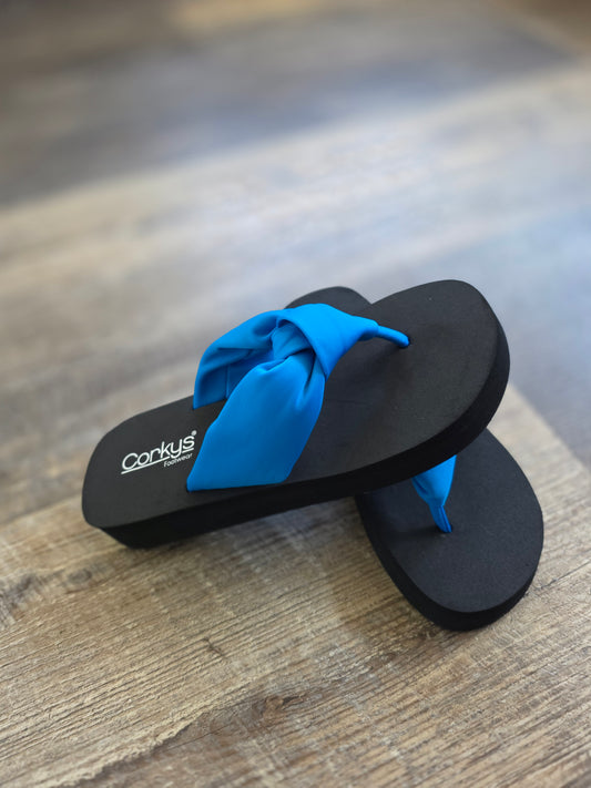 Blue You Go Girl Corkys Flip Flops