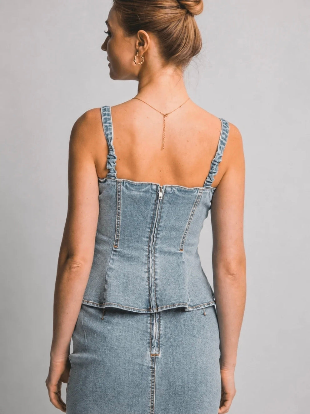 Denim Peplum Tank Top