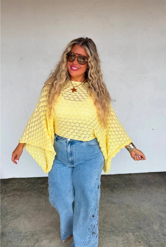 Yellow Bell Sleeve Knit Top